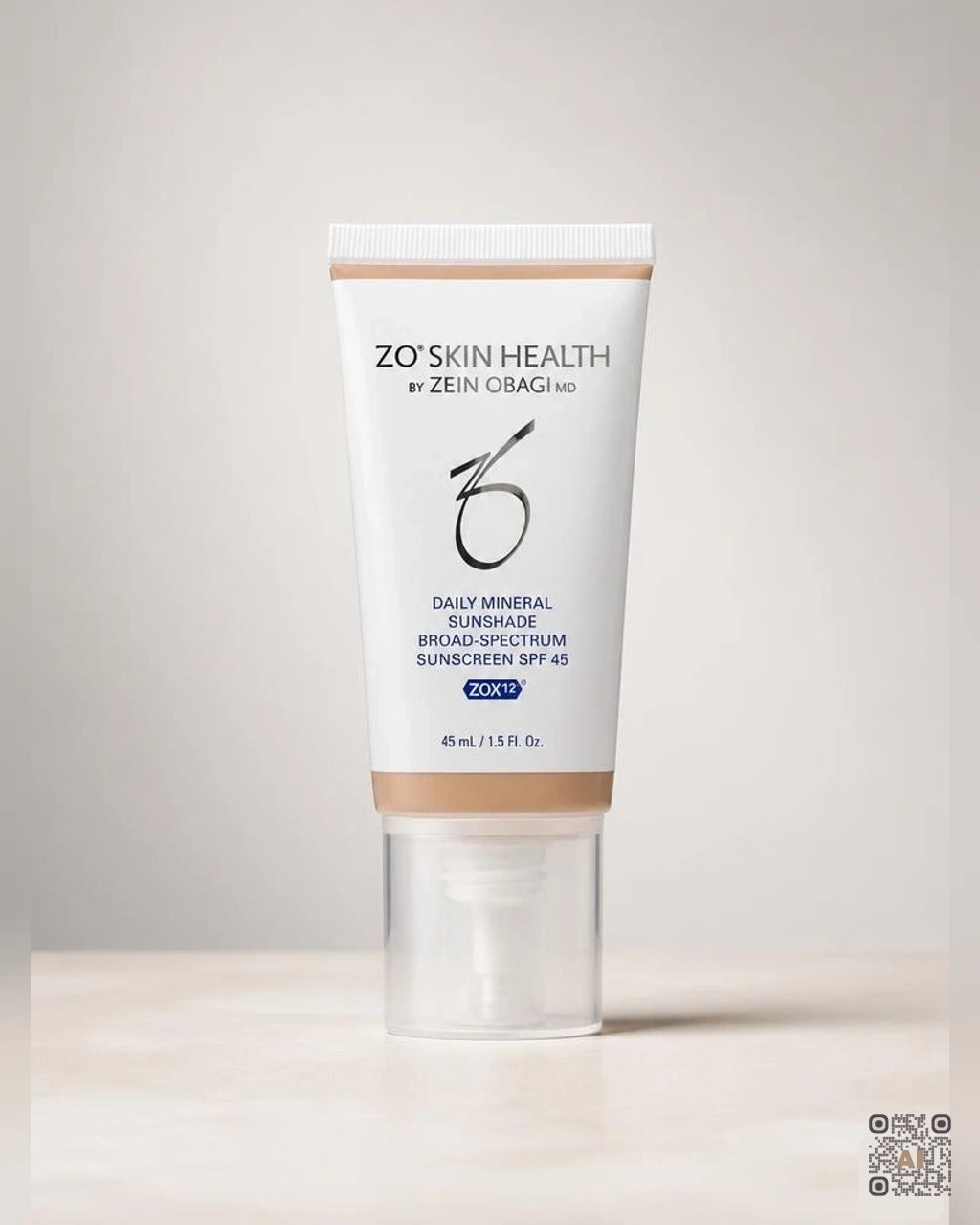 Zdjęcie wygenerowane przy użyciu AI · ZO Skin Health Daily Mineral SunShade SPF 30 Medium 45 ml