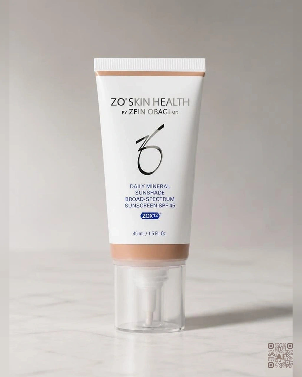 Zdjęcie wygenerowane przy użyciu AI · ZO Skin Health Daily Mineral SunShade SPF 30 Light 45 ml