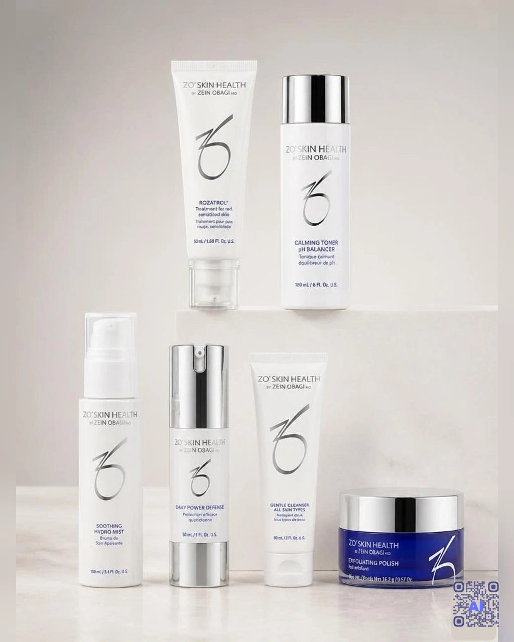 Zdjęcie wygenerowane przy użyciu AI · ZO Skin Health Redness Relief + Barrier Defense Program – zestaw 6 produktów