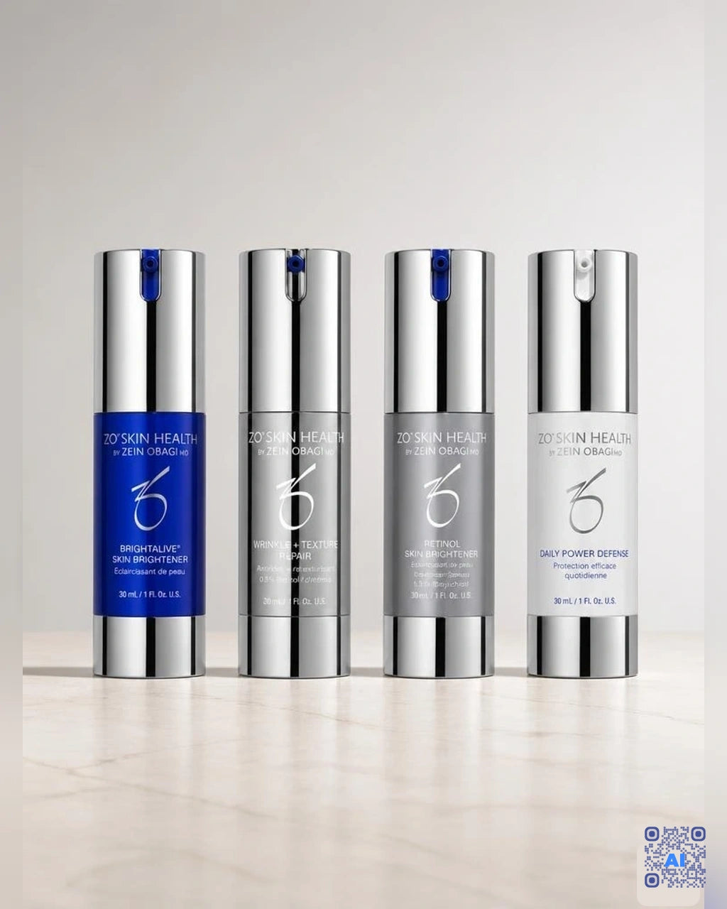 Zdjęcie wygenerowane przy użyciu AI · ZO Skin Health Skin Brightening Program + Texture Repair – zestaw 4 produktów