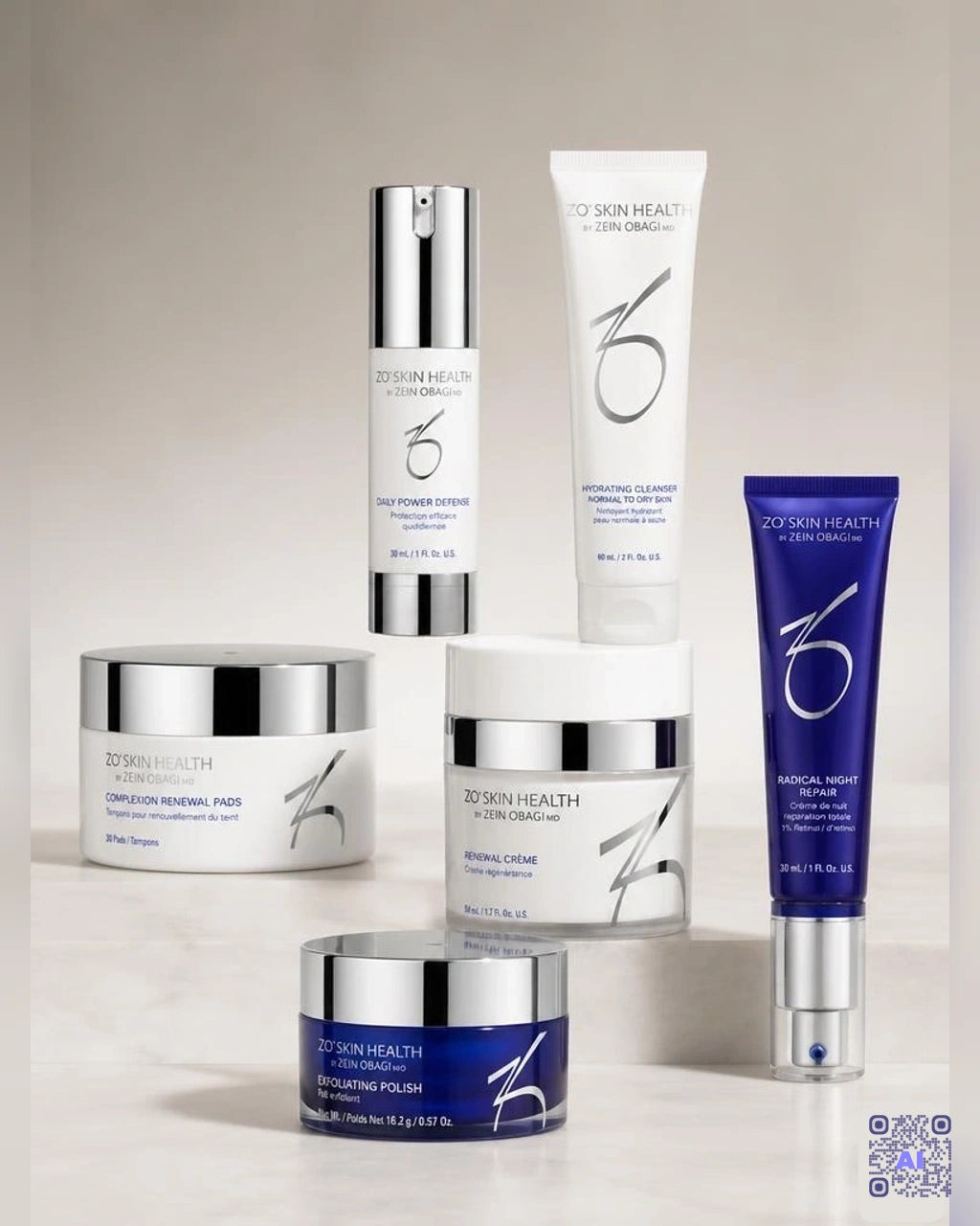 Zdjęcie wygenerowane przy użyciu AI · ZO Skin Health Aggressive Anti-Aging Program – zestaw 6 produktów