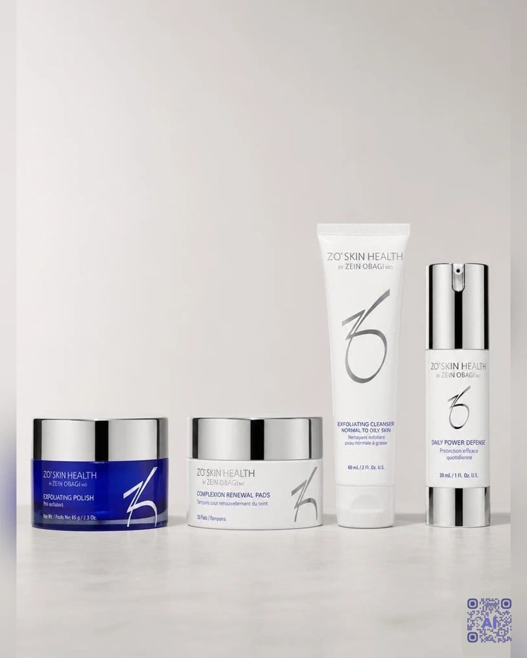 Zdjęcie wygenerowane przy użyciu AI · ZO Skin Health Program codziennej pielęgnacji skóry – zestaw 4 produktów