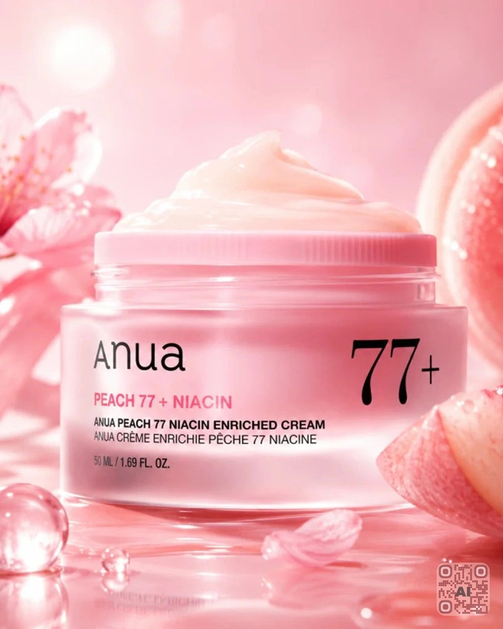 Zdjęcie wygenerowane przy użyciu AI · Anua Peach 77 Niacin Enriched Cream