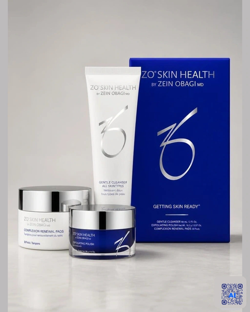 Zdjęcie wygenerowane przy użyciu AI · ZO Skin Health Getting Skin Ready Program – zestaw 3 produktów