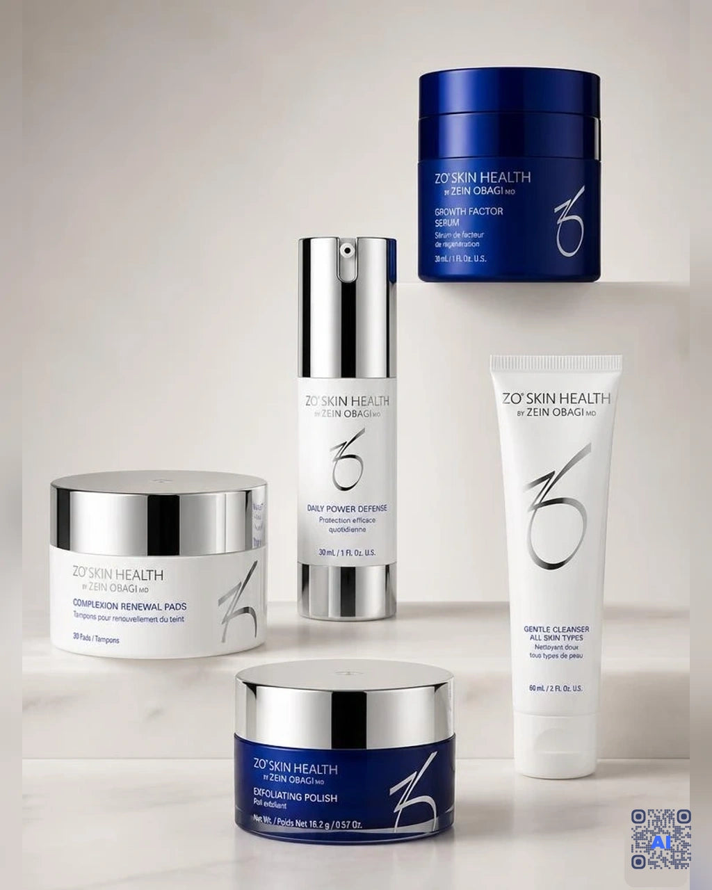 Zdjęcie wygenerowane przy użyciu AI · ZO Skin Health Anti-Aging Program Kit – zestaw 5 produktów