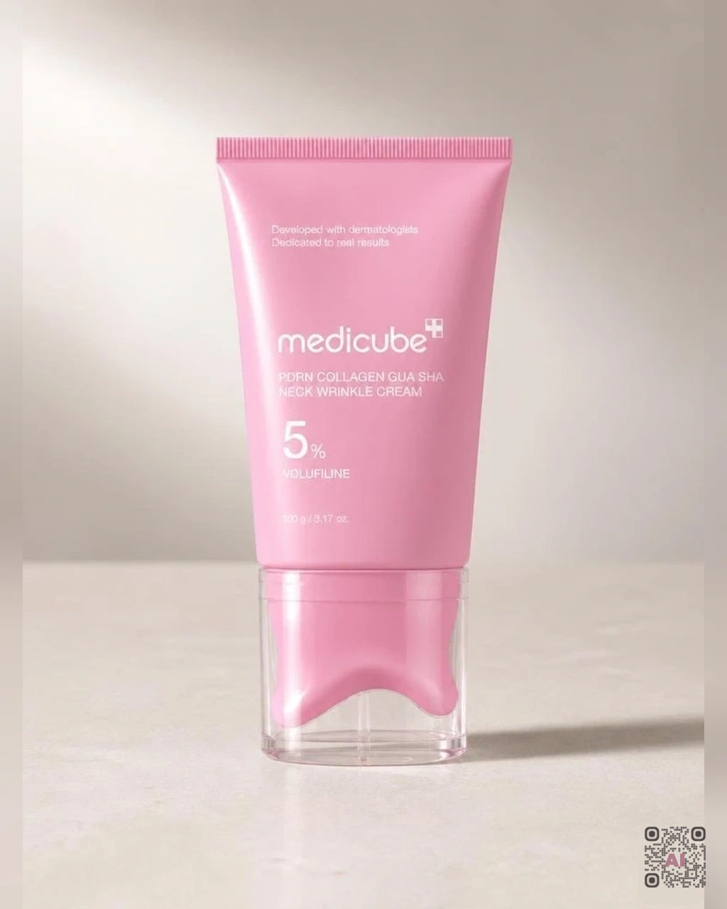 Zdjęcie wygenerowane przy użyciu AI · Medicube PDRN Collagen Gua Sha Neck Wrinkle Cream
