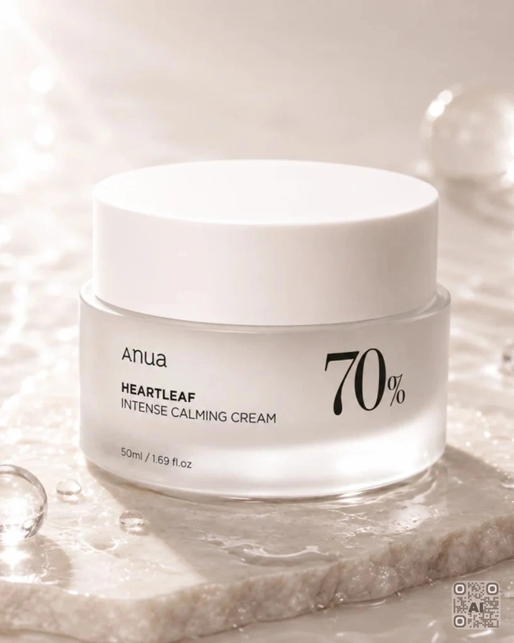 Zdjęcie wygenerowane przy użyciu AI · Anua Heartleaf 70% Intense Calming Cream
