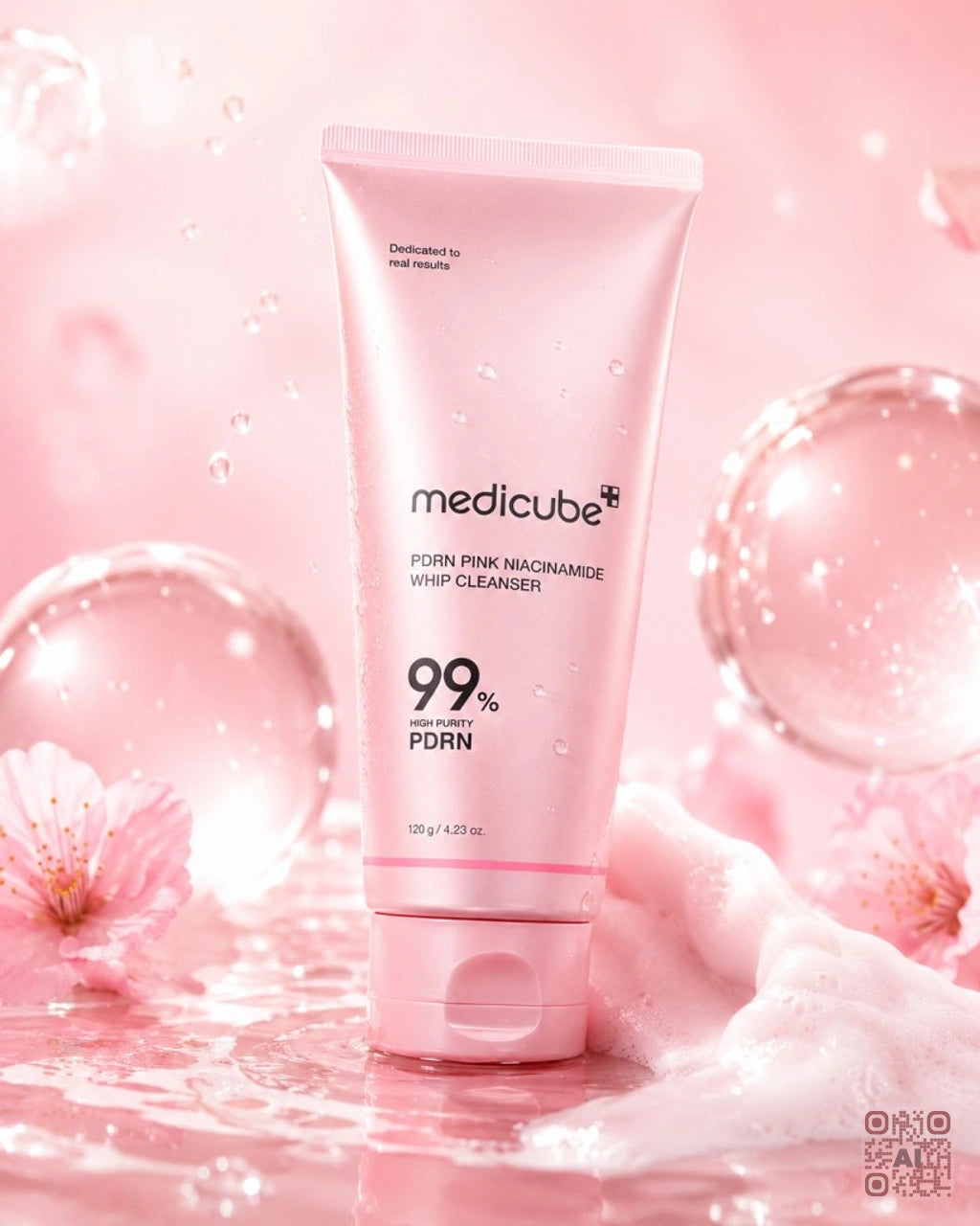 Zdjęcie wygenerowane przy użyciu AI · Medicube PDRN Pink Niacinamide Whip Cleanser