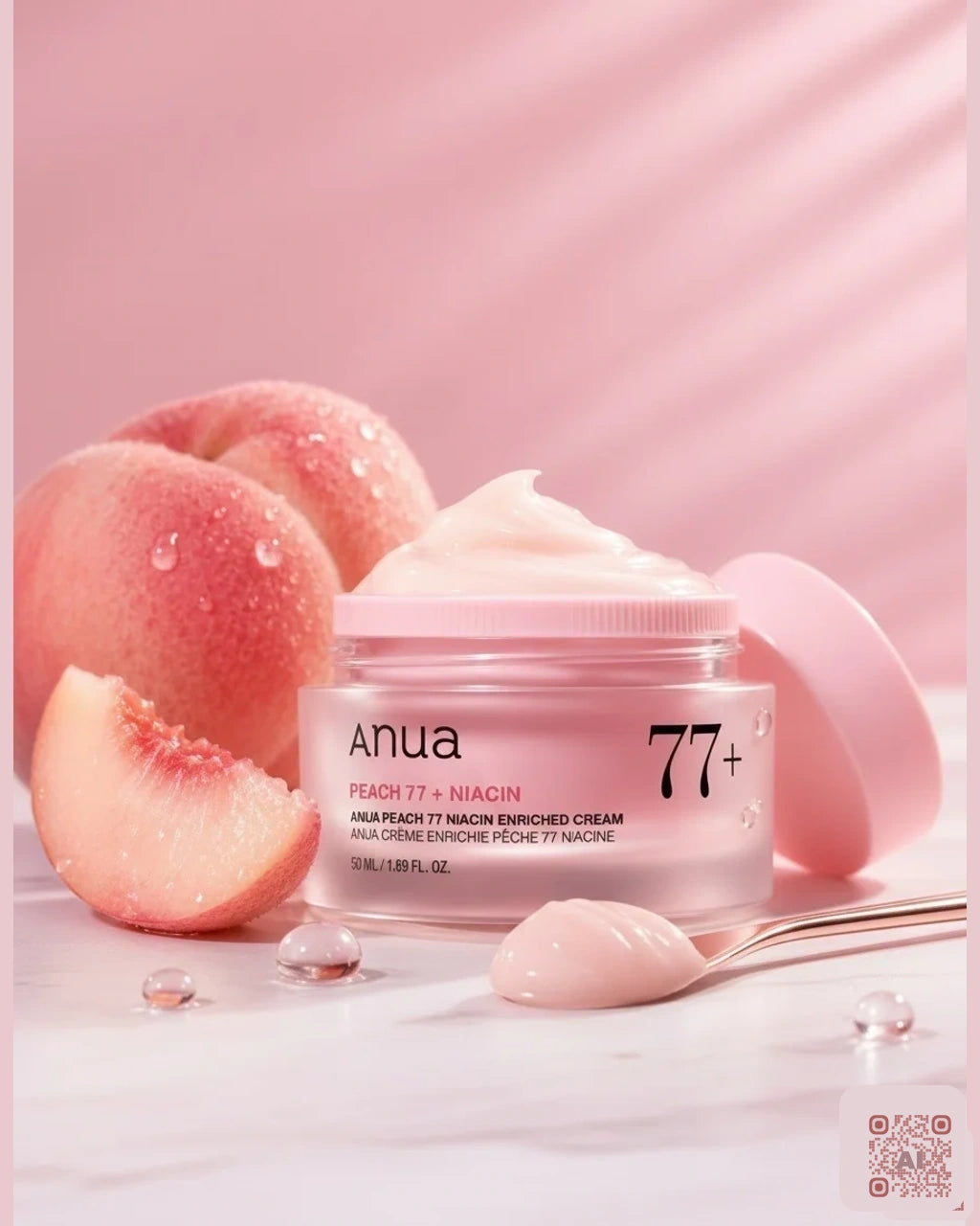 Zdjęcie wygenerowane przy użyciu AI · Krem odżywczy Anua Peach (4)