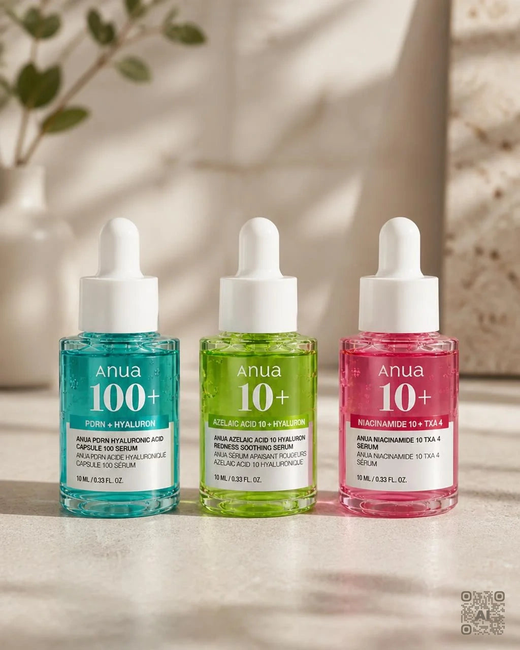 Zdjęcie wygenerowane przy użyciu AI · Anua zestaw 3 serum (4)