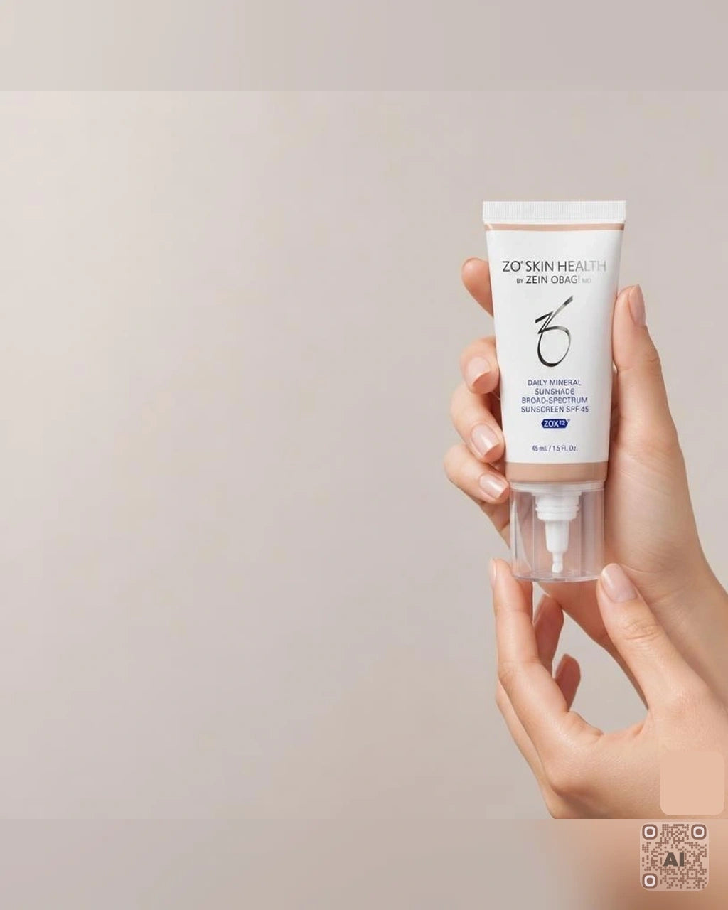Zdjęcie wygenerowane przy użyciu AI · ZO Skin Health Daily Mineral SunShade SPF 30 Medium 45 ml (2)