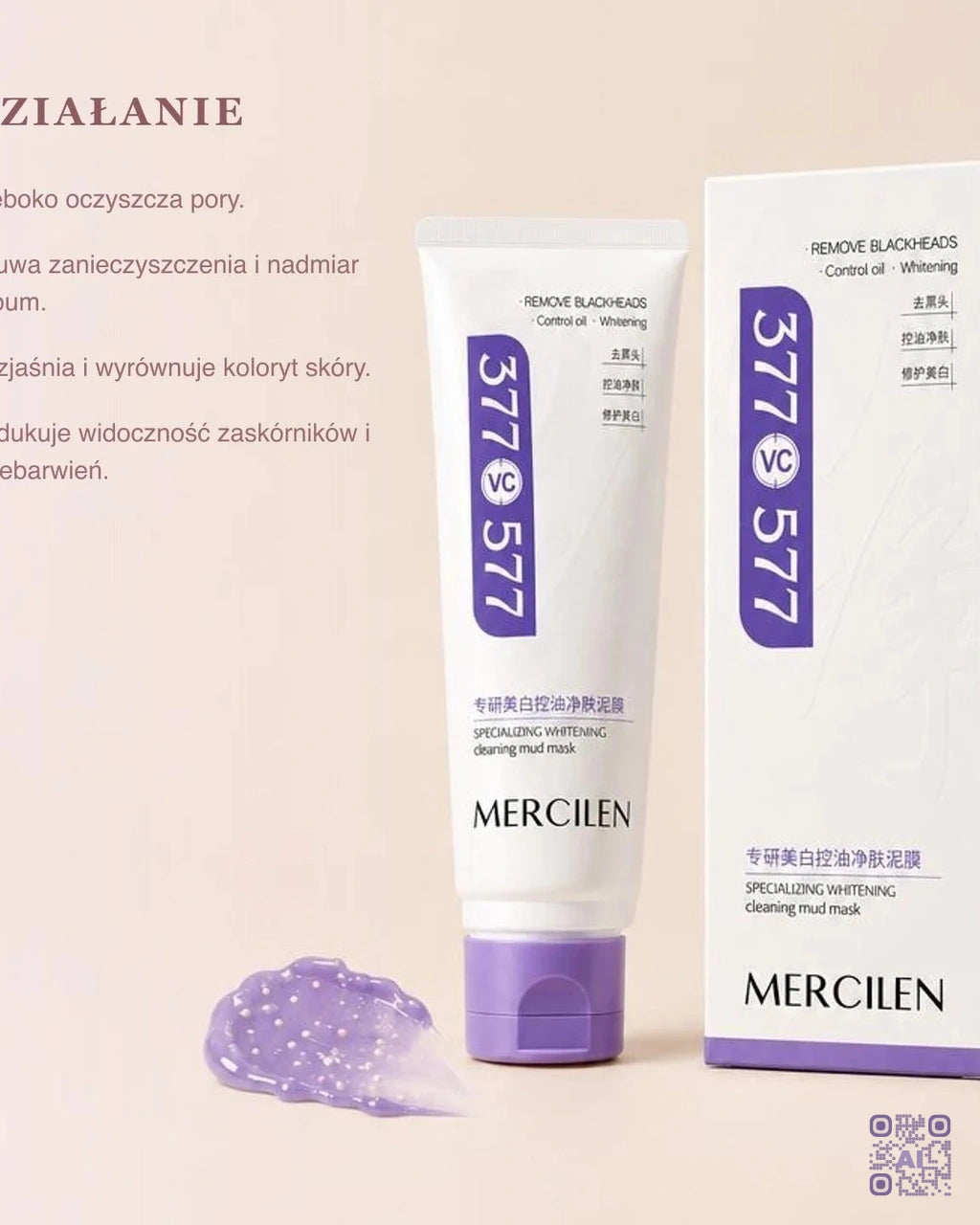 Zdjęcie wygenerowane przy użyciu AI · Mercilen 377 VC Specializing Whitening Cleaning Mud Mask (2)