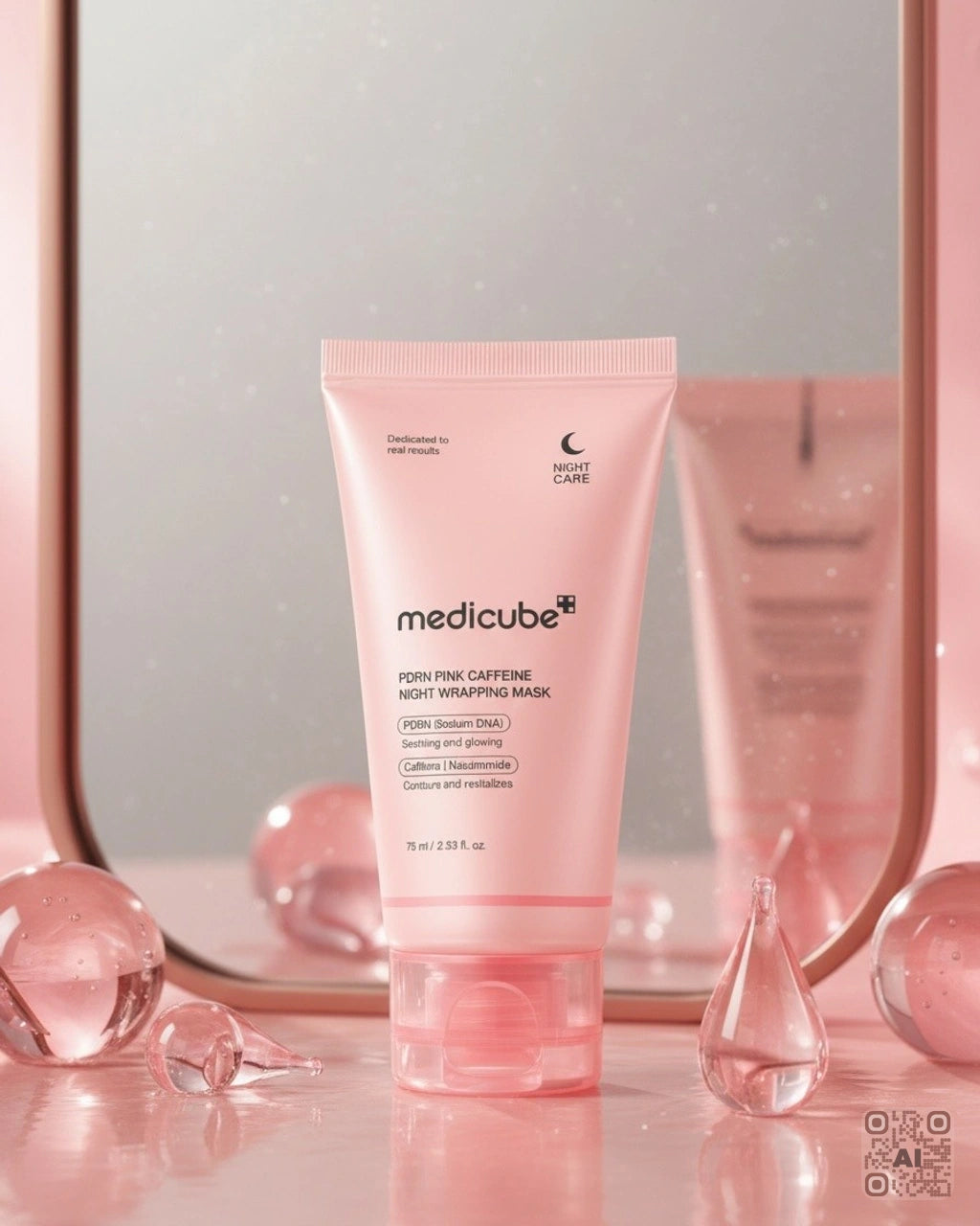 Zdjęcie wygenerowane przy użyciu AI · Medicube PDRN Pink Caffeine Night Wrapping Mask (2)