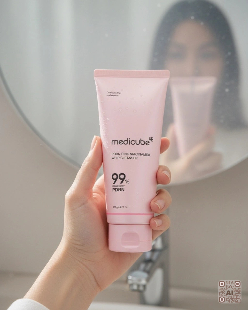 Zdjęcie wygenerowane przy użyciu AI · Medicube PDRN Pink Niacinamide Whip Cleanser (2)