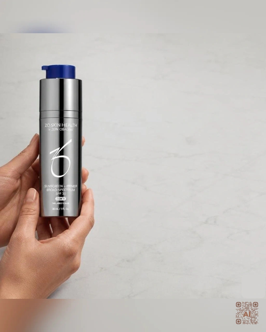 Zdjęcie wygenerowane przy użyciu AI · ZO Skin Health Krem z filtrem o szerokim spektrum ochrony SPF 30 + Baza pod podkład 30 ml (3)