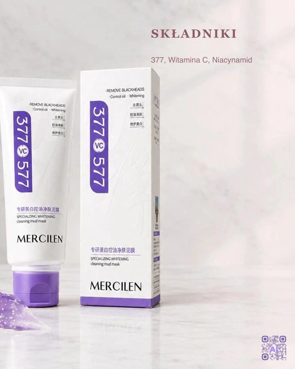 Zdjęcie wygenerowane przy użyciu AI · Mercilen 377 VC Specializing Whitening Cleaning Mud Mask (3)