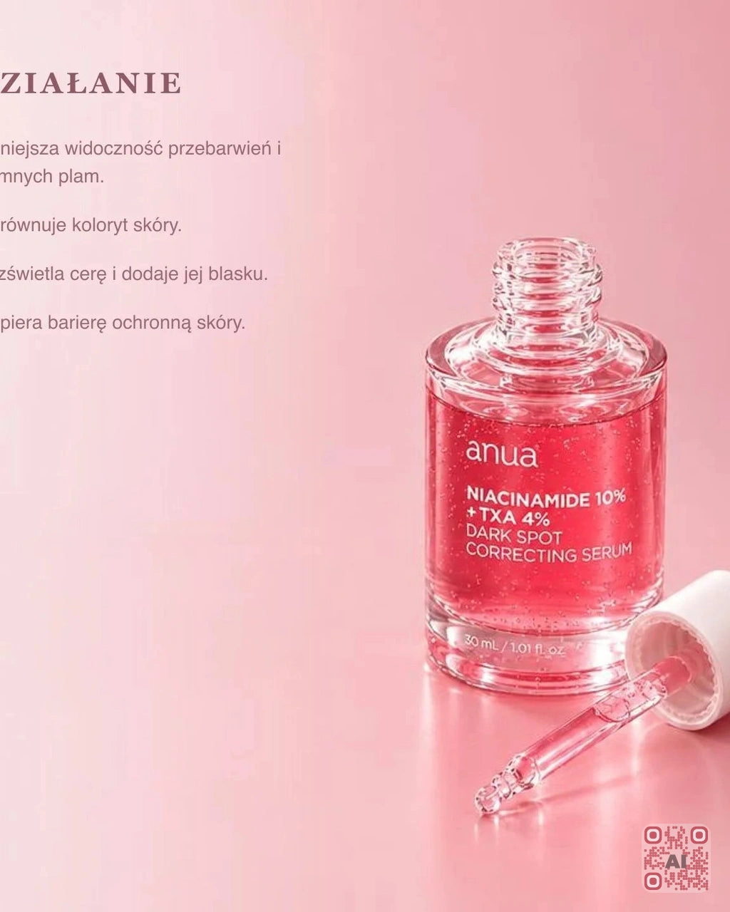 Zdjęcie wygenerowane przy użyciu AI · Anua Niacinamide 10% + TXA 4% Dark Spot Correcting Serum (3)