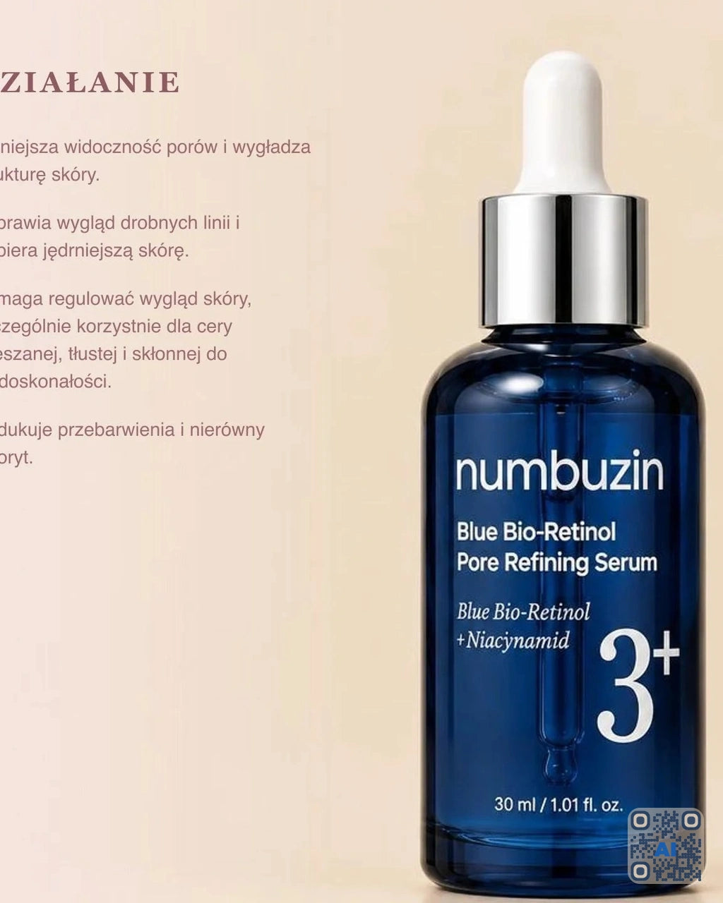 Zdjęcie wygenerowane przy użyciu AI · Numbuzin Blue Bio-Retinol Pore Refining Serum (3)