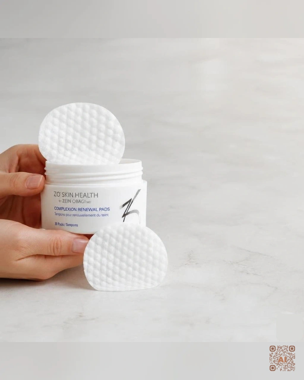 Zdjęcie wygenerowane przy użyciu AI · ZO Skin Health Płatki oczyszczające do skóry normalnej i tłustej 30 szt. (3)