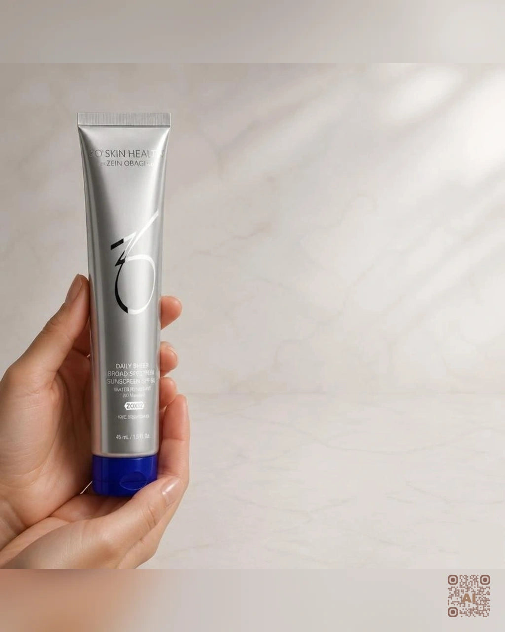 Zdjęcie wygenerowane przy użyciu AI · ZO Skin Health Transparentna, codzienna ochrona o szerokim spektrum SPF 50 45 ml (3)