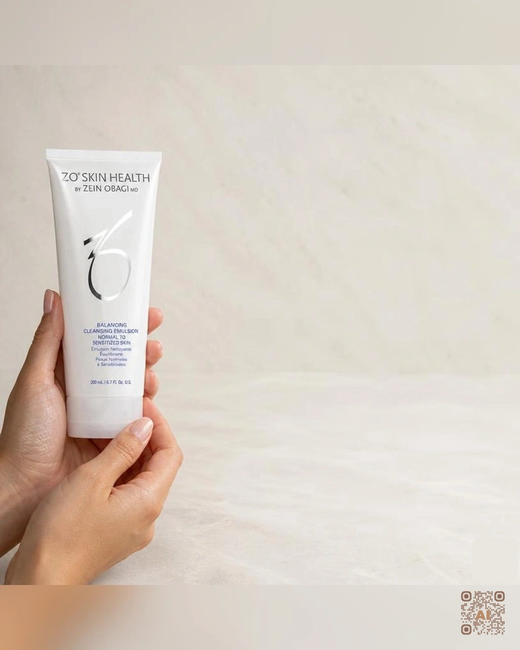 Zdjęcie wygenerowane przy użyciu AI · ZO Skin Health Emulsja oczyszczająca do cer wrażliwych 200 ml (3)