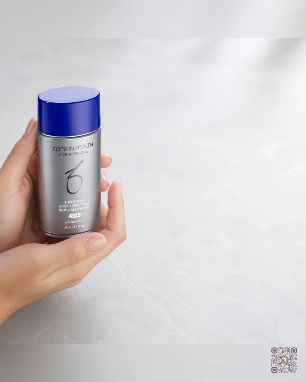 Zdjęcie wygenerowane przy użyciu AI · ZO Skin Health Transparentna emulsja z filtrem SPF 50 o szerokim spektrum działania 50 ml (3)