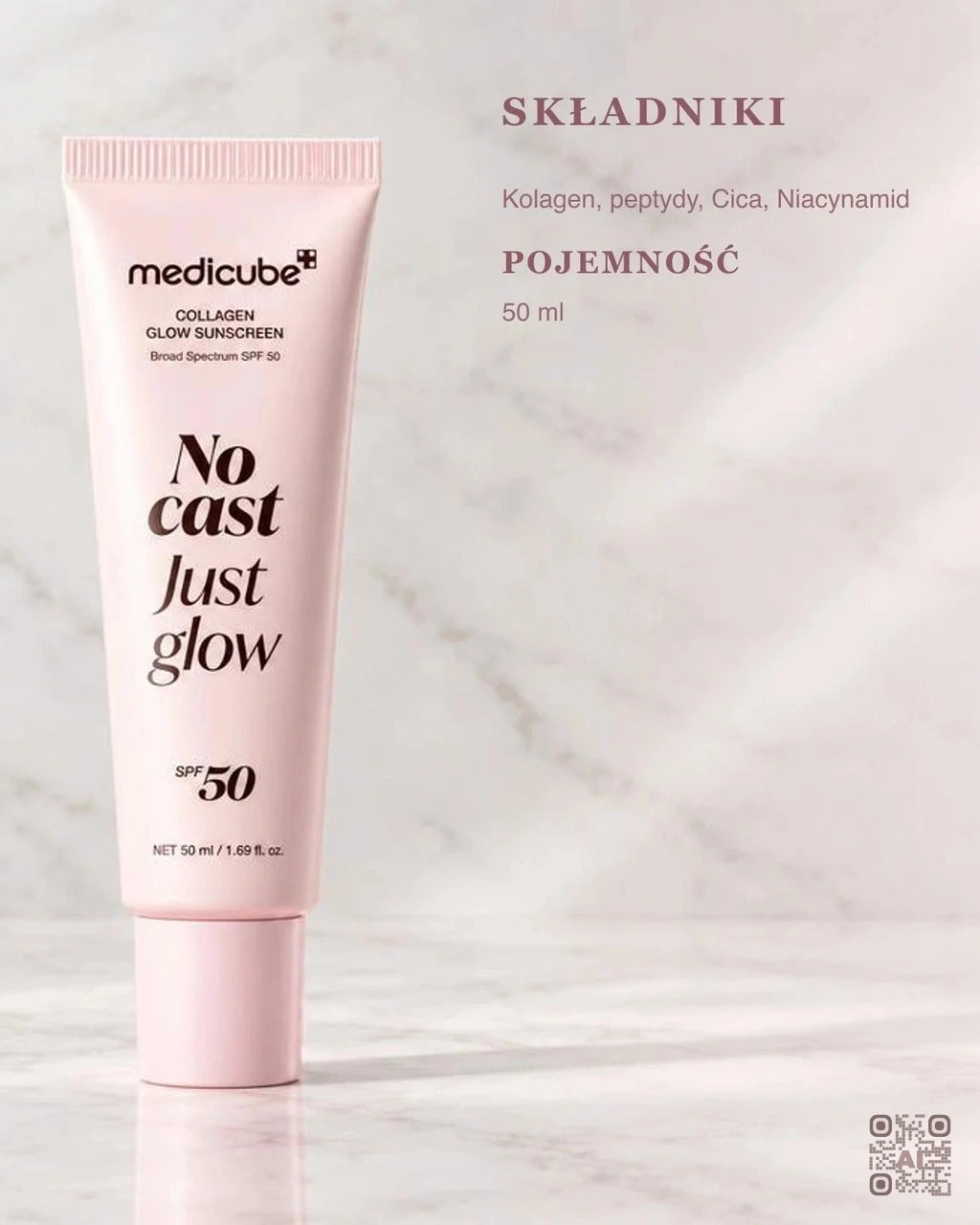 Zdjęcie wygenerowane przy użyciu AI · Medicube Collagen Glow Sunscreen Broad Spectrum SPF 50 (4)