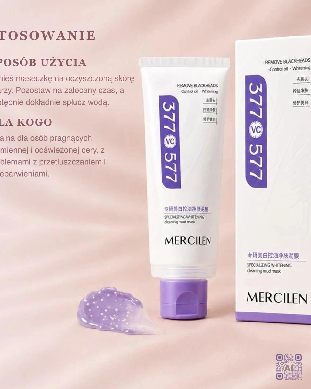 Zdjęcie wygenerowane przy użyciu AI · Mercilen 377 VC Specializing Whitening Cleaning Mud Mask (4)