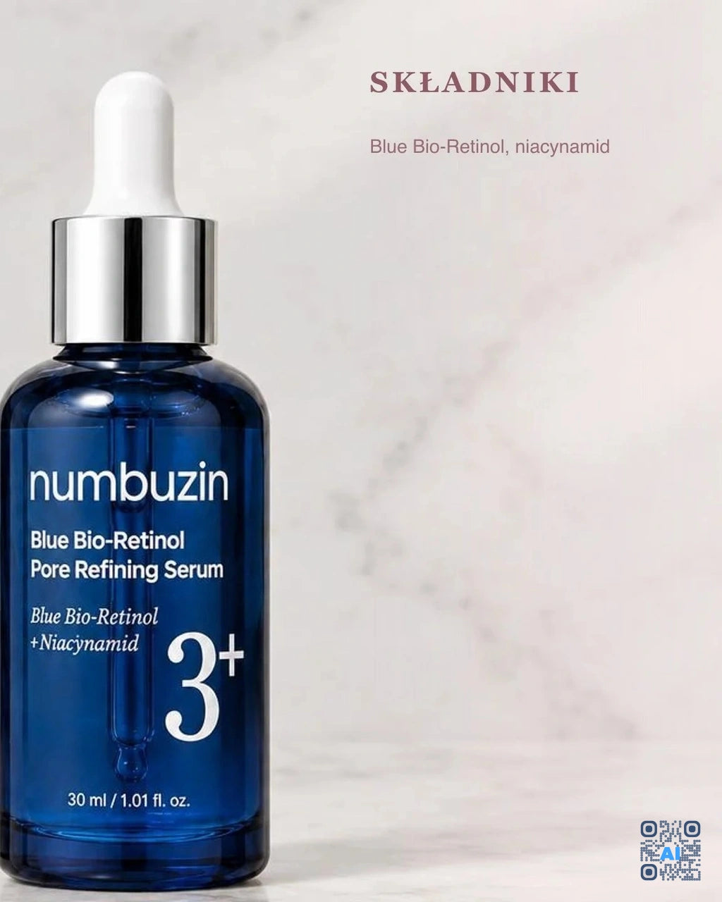 Zdjęcie wygenerowane przy użyciu AI · Numbuzin Blue Bio-Retinol Pore Refining Serum (4)
