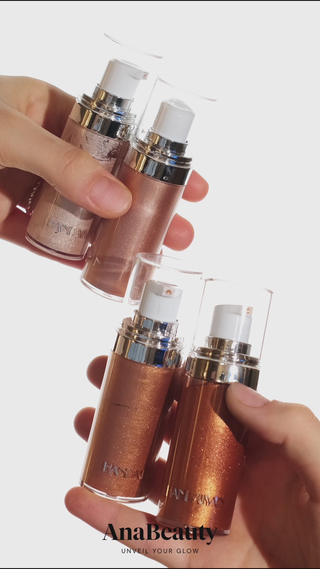 Załaduj wideo: HANDIYON – Rozświetlacz do Ciała w Płynie [02 Rose gold]