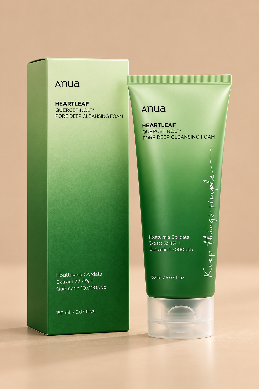 ANUA Heartleaf Quercetinol 150 ml – Koreańska Pianka do Mycia Twarzy, Oczyszczająca Pory, na Niedoskonałości