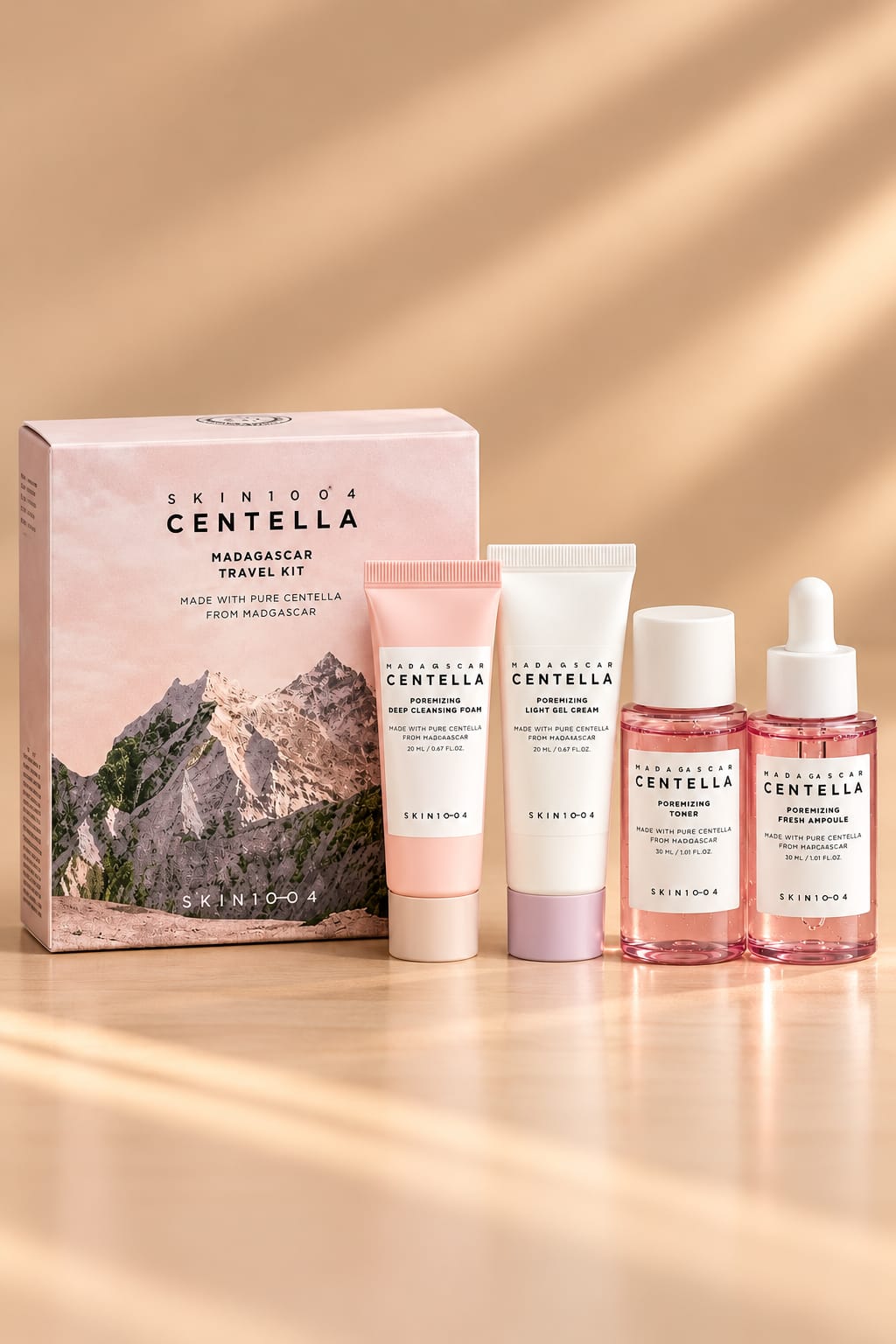 SKIN1004 Madagascar Centella Poremizing Travel Kit – Koreański Zestaw do Pielęgnacji Twarzy z Wąkrotą Azjatycką | 4 Produkty